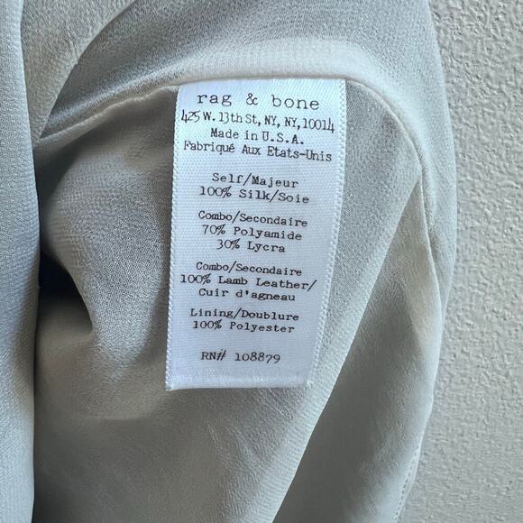 Rag & Bone Silk Round Neck Lace Leather Sleeveless Black Career Top Women's M - Picture 8 of 8